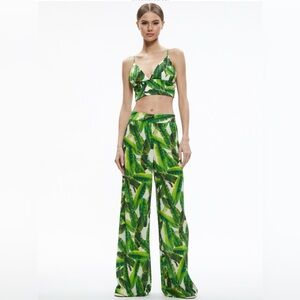 Alice + Olivia Tropical Print Wide Leg Pants CoOrd Set Size 14 NWT